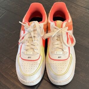 Nike Air Force 1 Low White with Coral and Light Yellow Accents